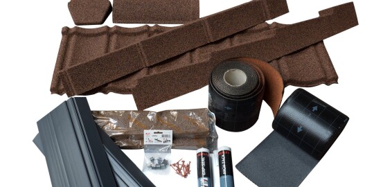 Brown recycled roof tile group