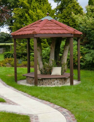 Red Garden Seat Gazebo GP Cropped