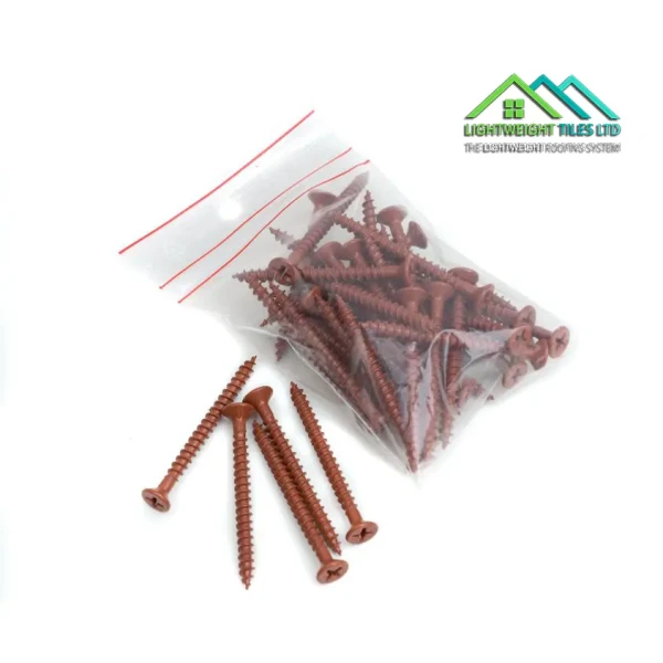 LWT plastic coated screws red by Lightweight Tiles