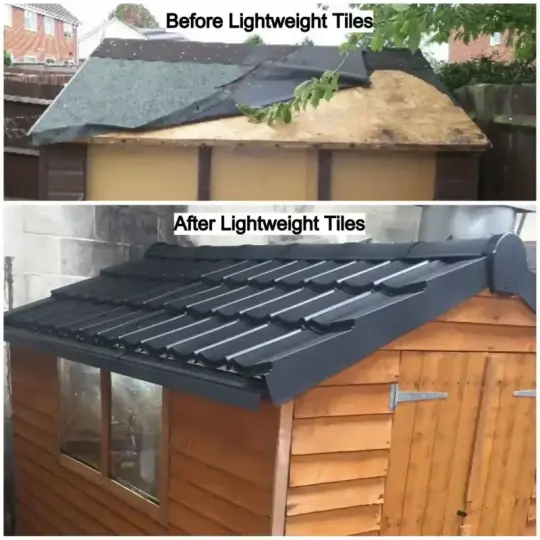 Image of Plastic Roofing For Sheds Before and after with Lightweight Tiles Ltd