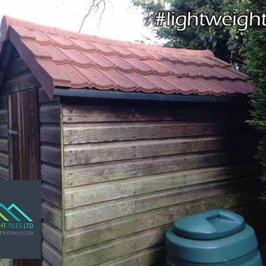 red granulated recycled shed roof replacement tiles by Lightweight tiles