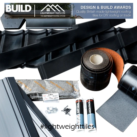 Image of Bundled black plastic roofing tiles for Sheds by Lightweight Tiles Ltd WEB