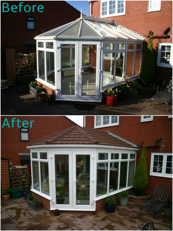 Before and After Tiled Conservatory Roof Conversions 