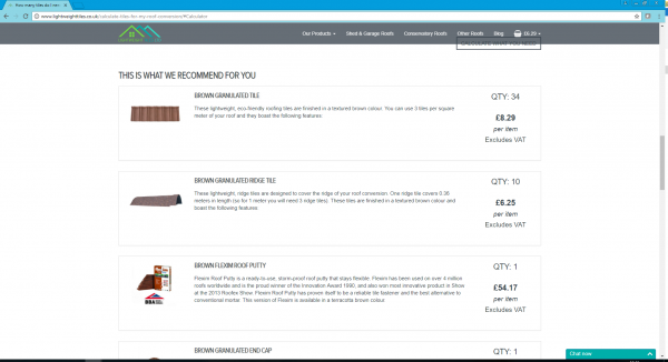 Printing from our LightWeight Tiles Online Calculator 