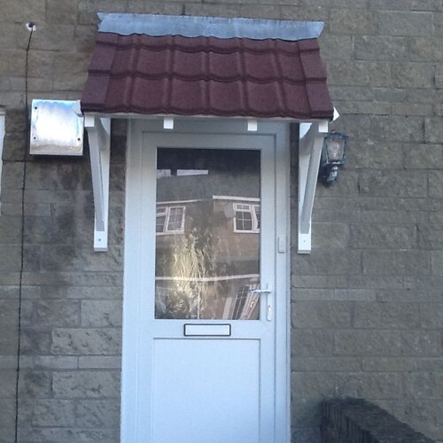 porch with new brown lightweight roof tiles